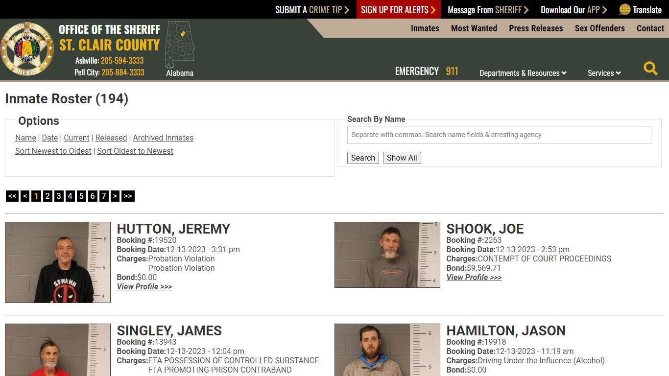 Inmate Roster - Current Inmates Booking Date Descending - St. Clair ...